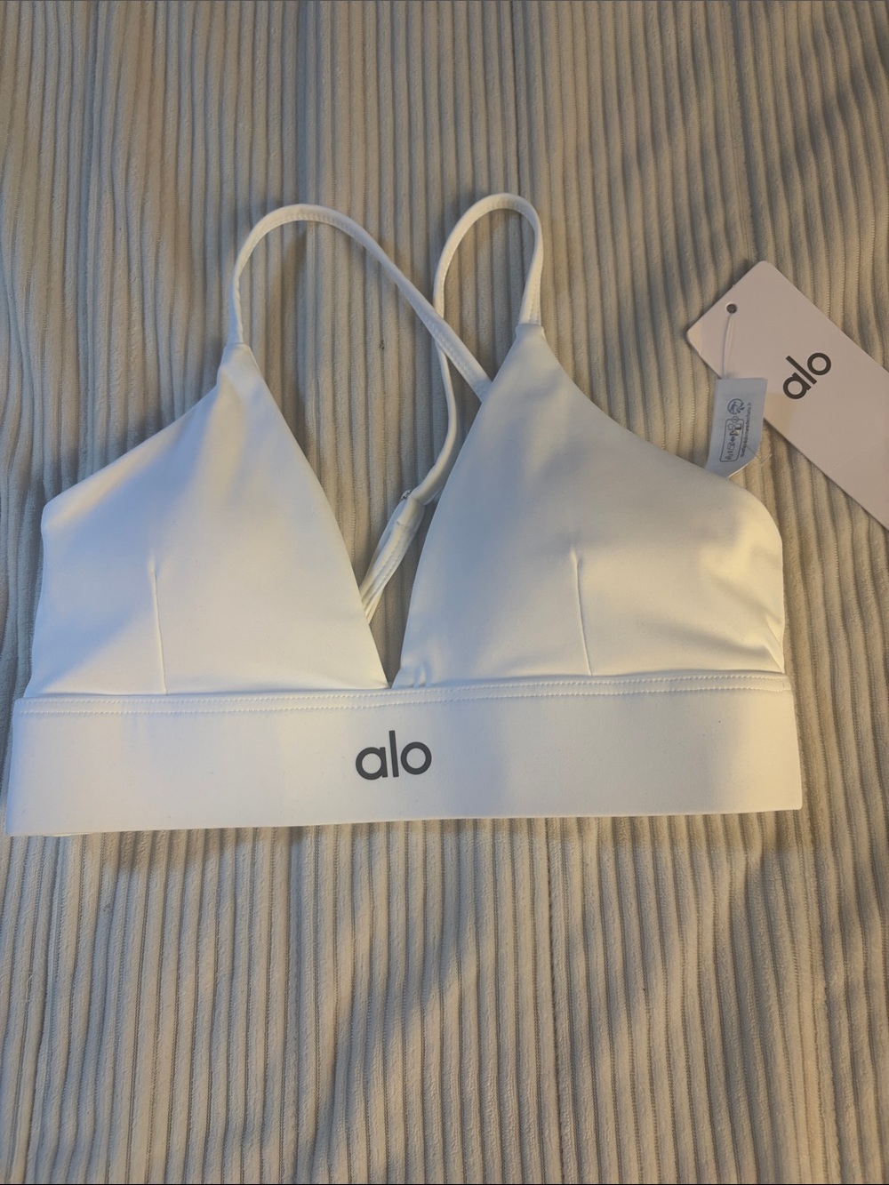ALO Yoga White Strappy Triangle Sports Bralette